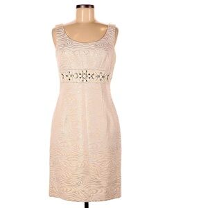 Antonio Melani beaded cream and gold dress, cut out back. Sz 6